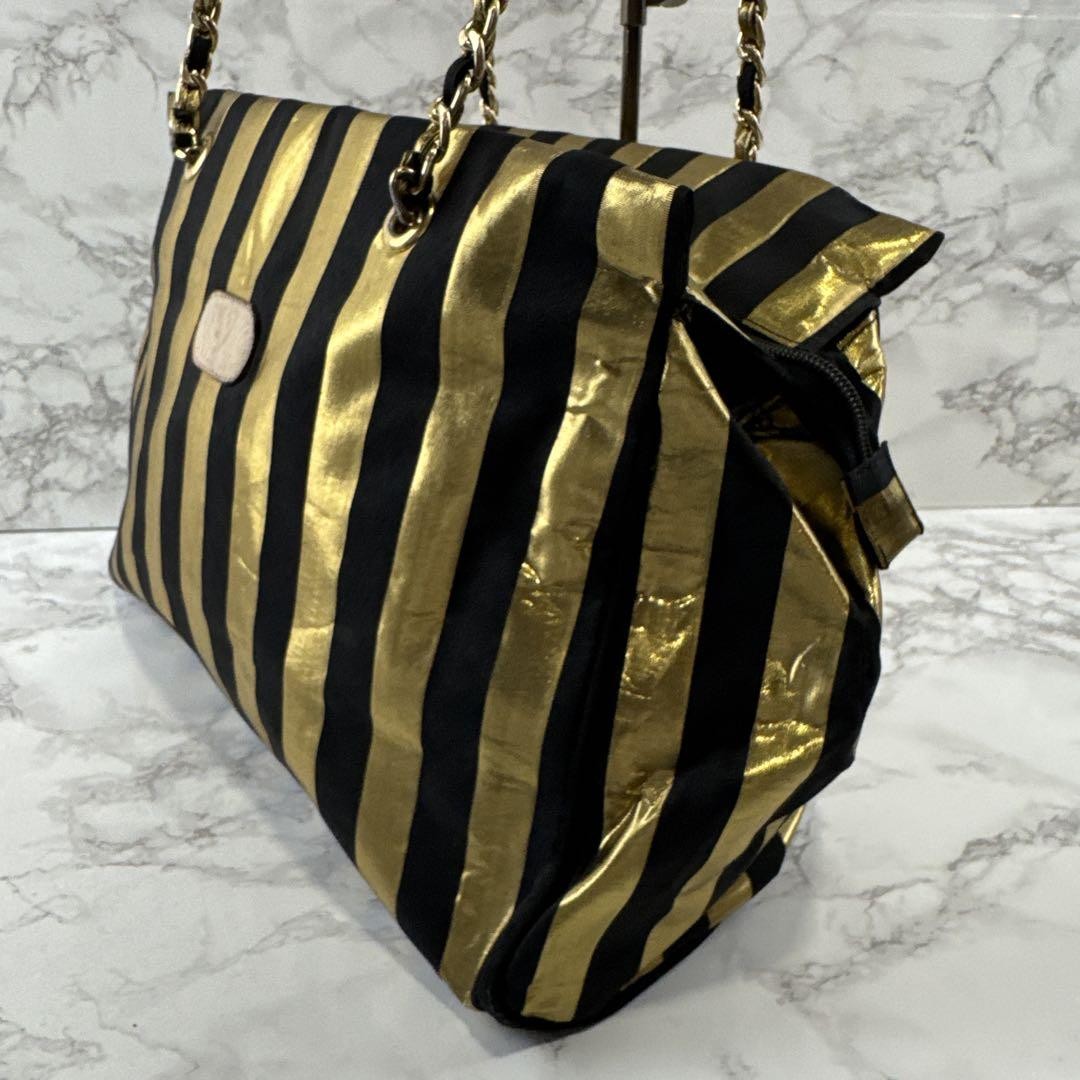 Valentino Garavani Shoulder Bag Purse Logo Black Gold Authentic