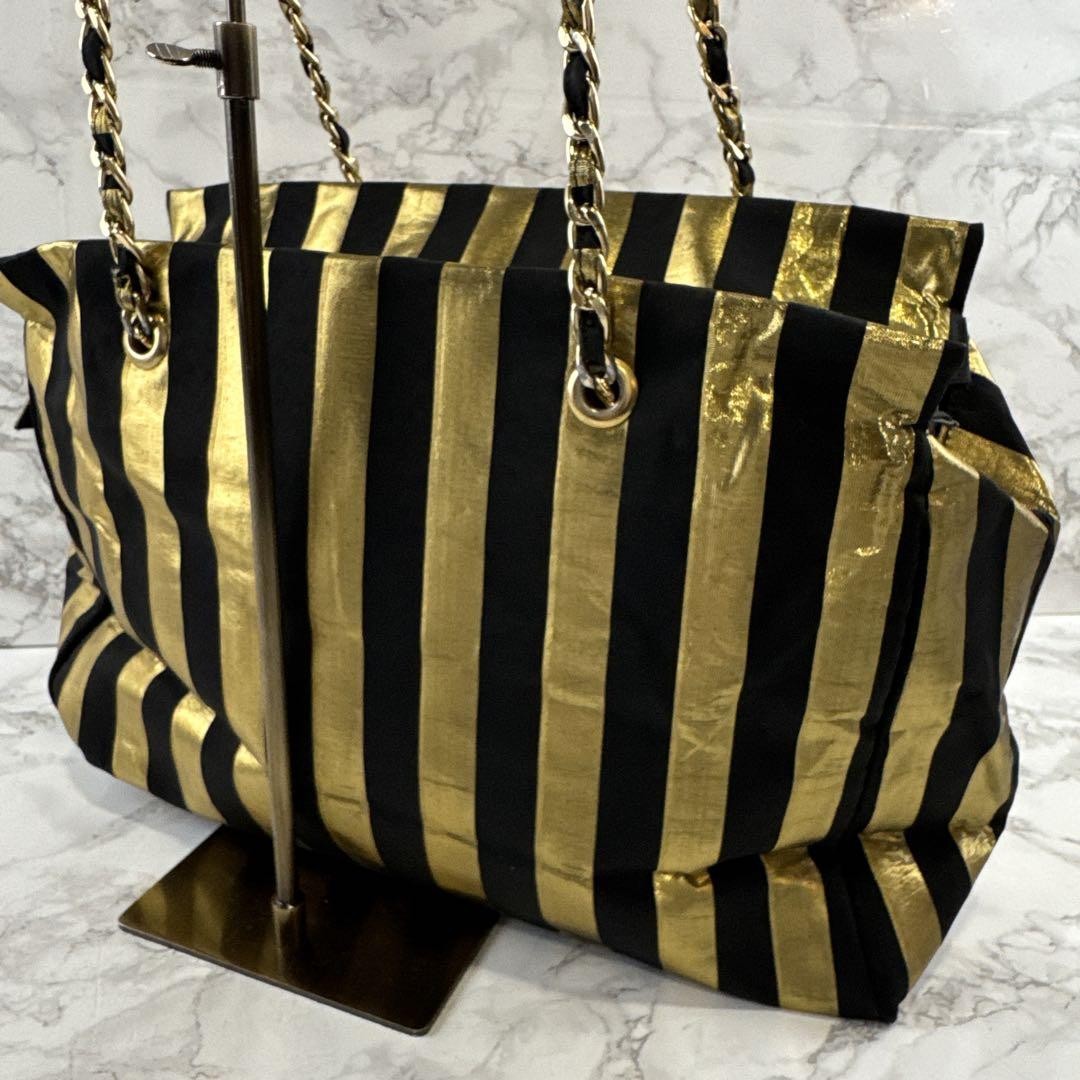 Valentino Garavani Shoulder Bag Purse Logo Black Gold Authentic