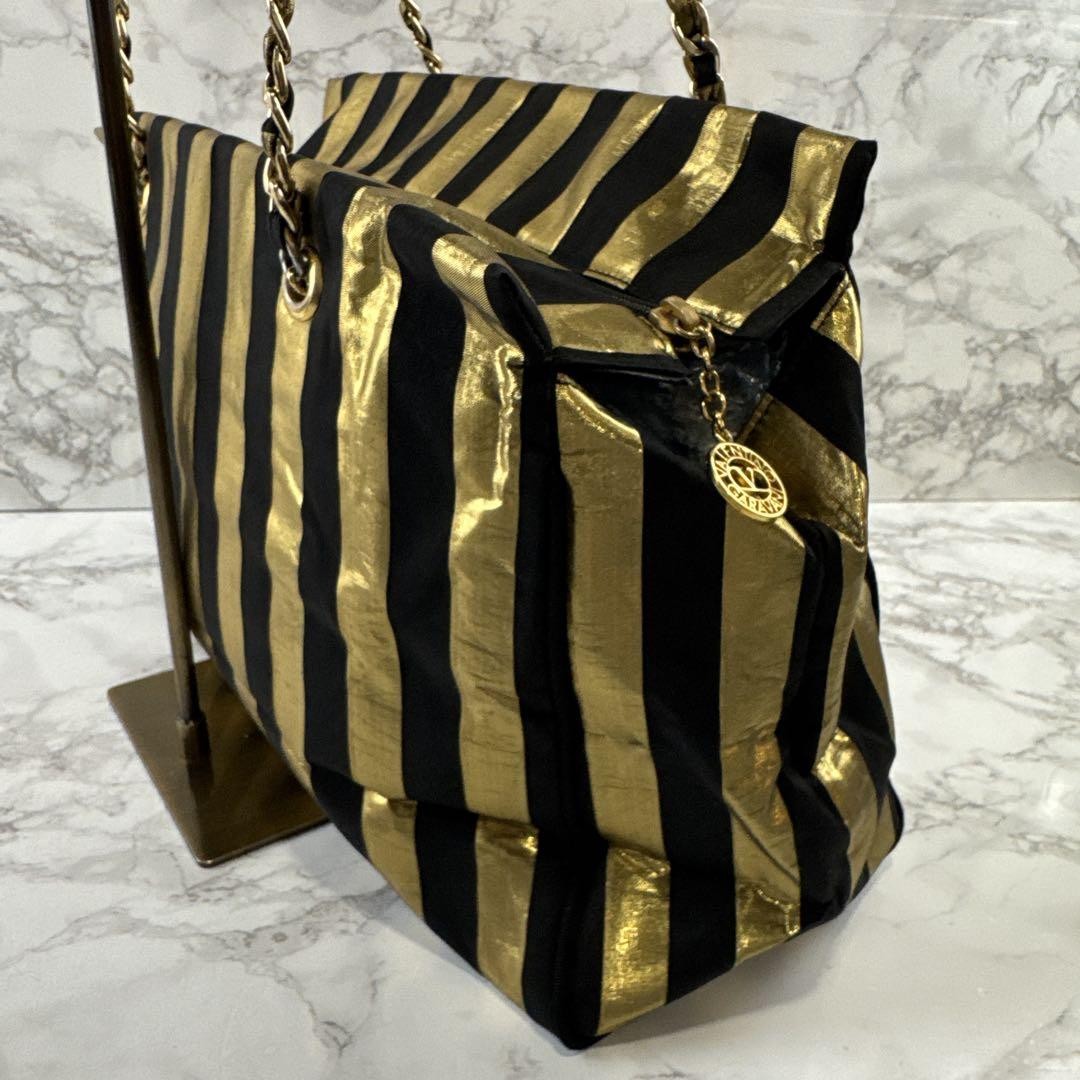 Valentino Garavani Shoulder Bag Purse Logo Black Gold Authentic