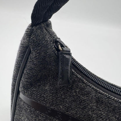 PRADA Shoulder Bag Purse Wool Black Gray Authentic