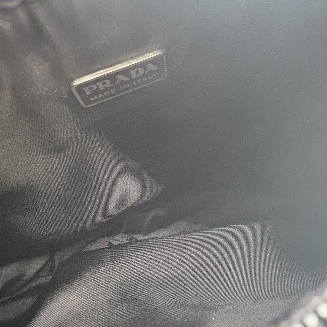 PRADA Shoulder Bag Purse Wool Black Gray Authentic
