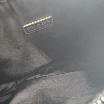PRADA Shoulder Bag Purse Wool Black Gray Authentic