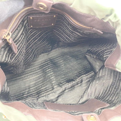 PRADA Shoulder Bag Purse 2way Nylon Jacquard Khaki Authentic