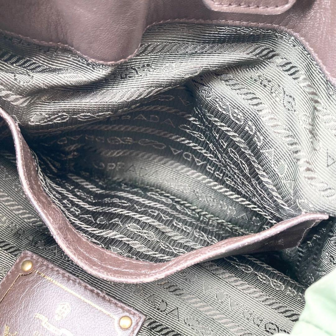 PRADA Shoulder Bag Purse 2way Nylon Jacquard Khaki Authentic