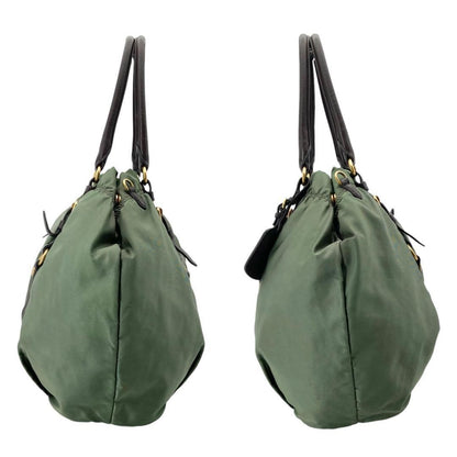PRADA Shoulder Bag Purse 2way Nylon Jacquard Khaki Authentic