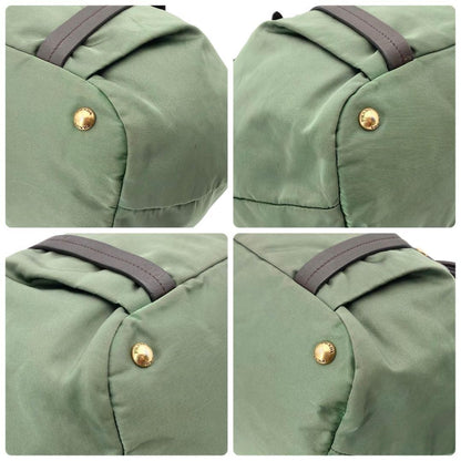 PRADA Shoulder Bag Purse 2way Nylon Jacquard Khaki Authentic