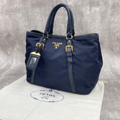 PRADA Hand Bag Tote Purse Logo Nylon Authentic