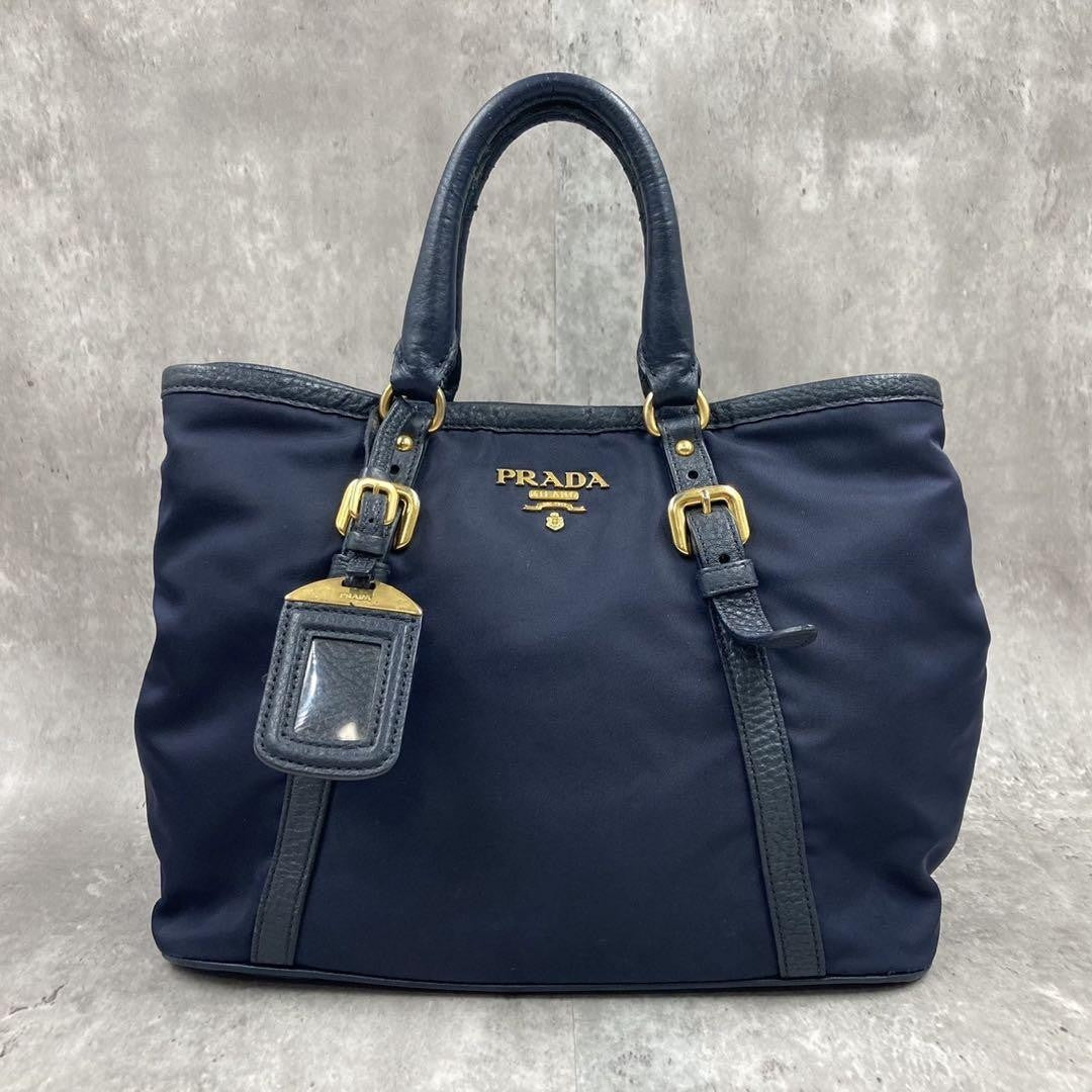 PRADA Hand Bag Tote Purse Logo Nylon Authentic