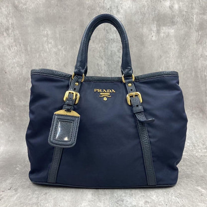 PRADA Hand Bag Tote Purse Logo Nylon Authentic