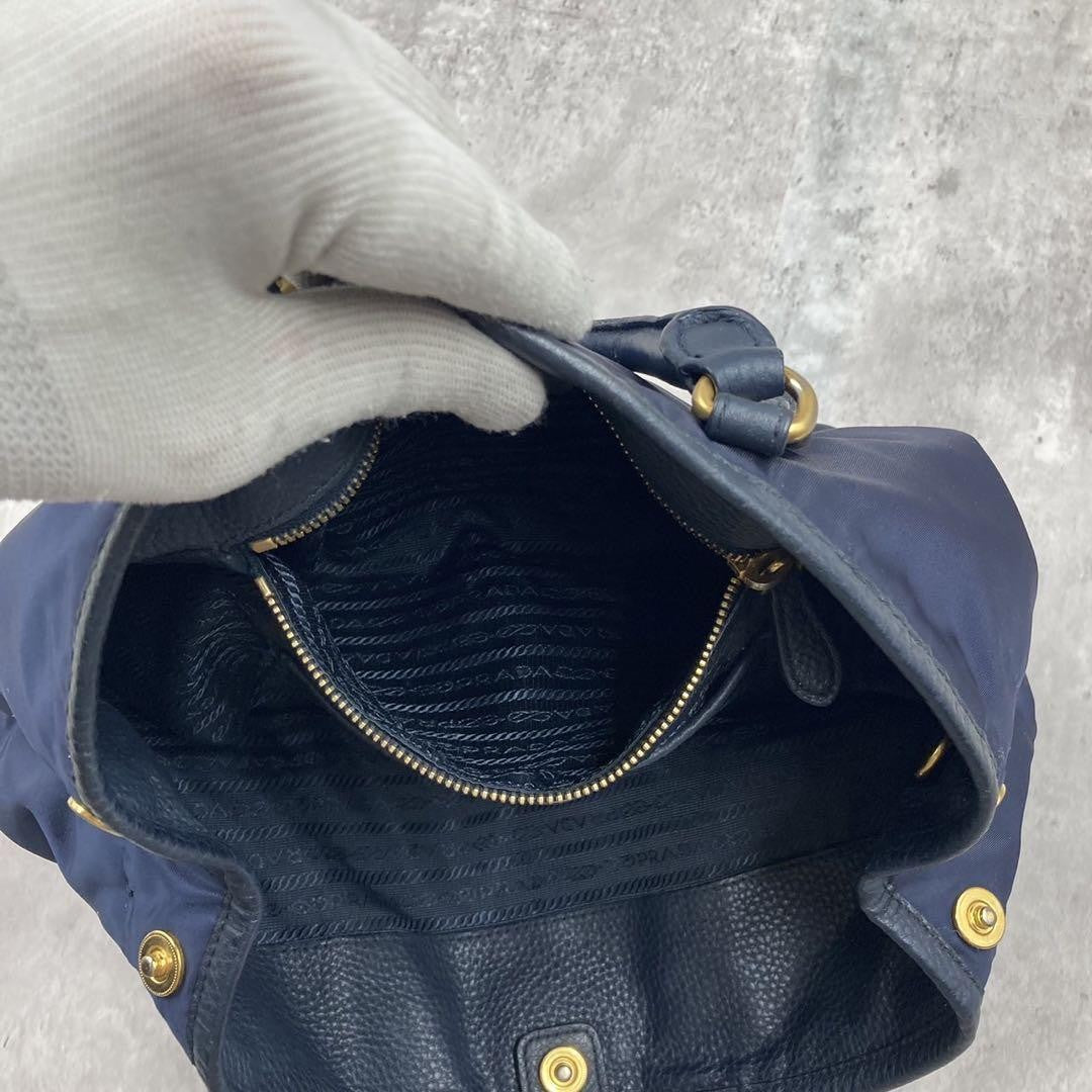 PRADA Hand Bag Tote Purse Logo Nylon Authentic