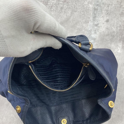PRADA Hand Bag Tote Purse Logo Nylon Authentic