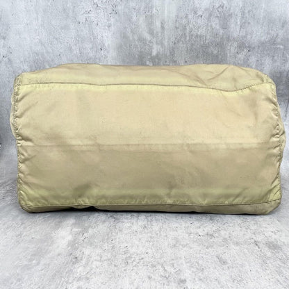 PRADA Hand Bag Tote Purse Boston Bag Logo Nylon Beige Authentic