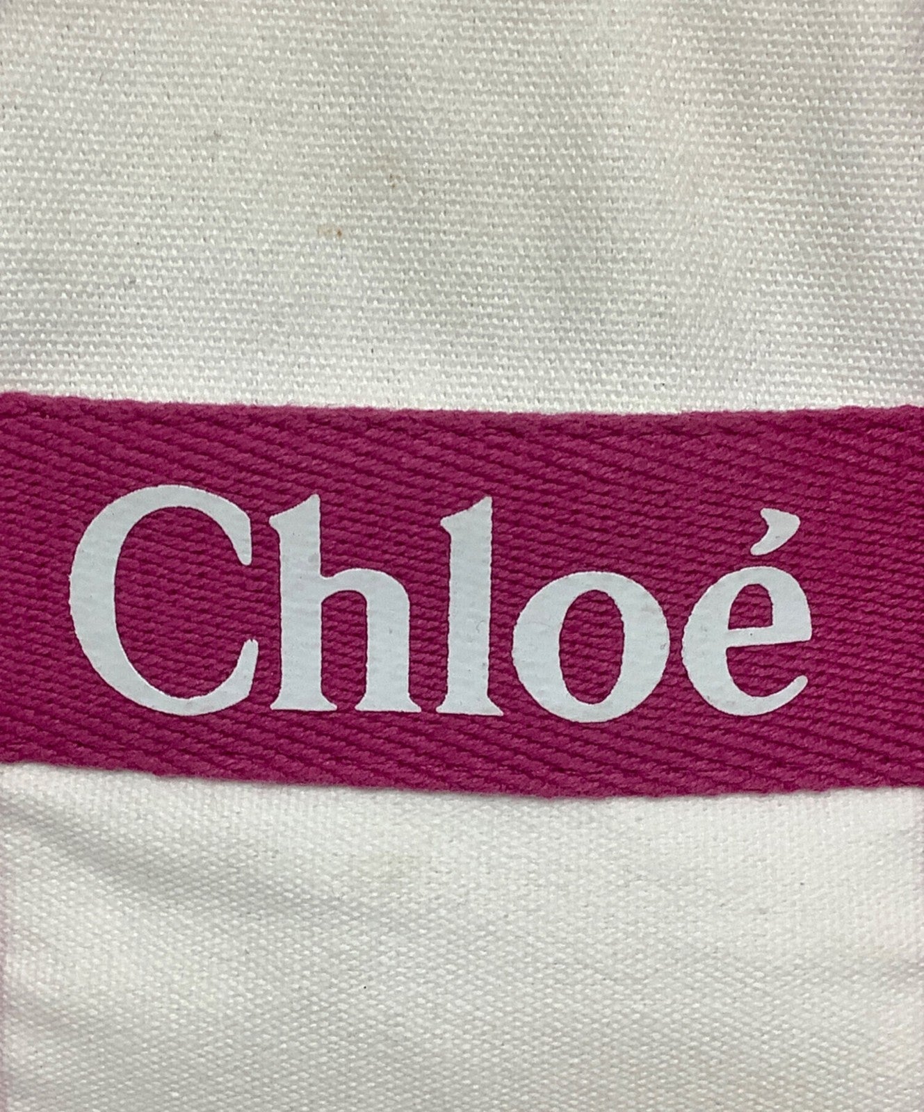 Chloe Hand Bag Tote Purse 2way Cotton White Pink Authentic