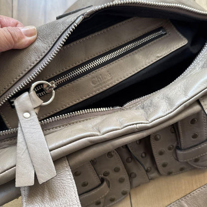 Chloe Shoulder Bag Purse Leather Greige Authentic