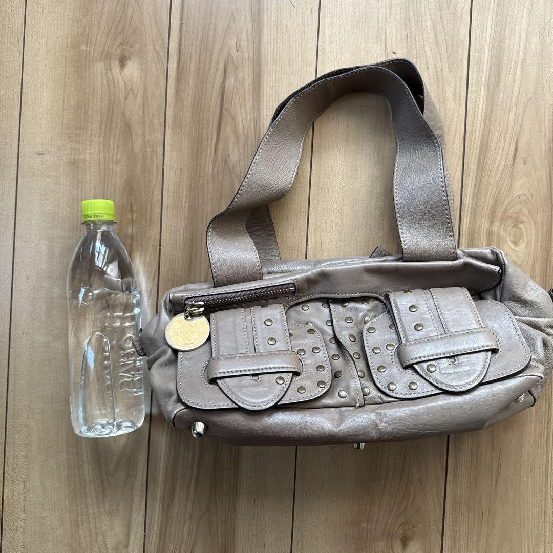Chloe Shoulder Bag Purse Leather Greige Authentic