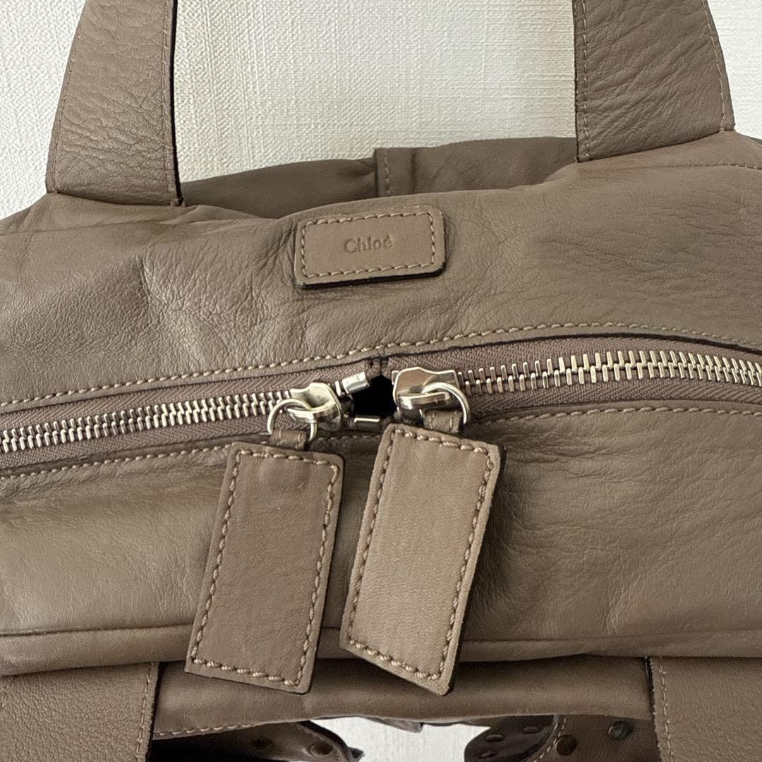 Chloe Shoulder Bag Purse Leather Greige Authentic