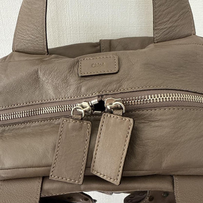 Chloe Shoulder Bag Purse Leather Greige Authentic