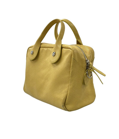 Longchamp Shoulder Bag Purse QUADRI convertible Yellow Women's Used Authentic