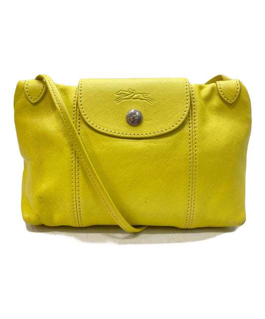 Longchamp Shoulder Bag Purse Le Pliage Yellow Women's Used Authentic