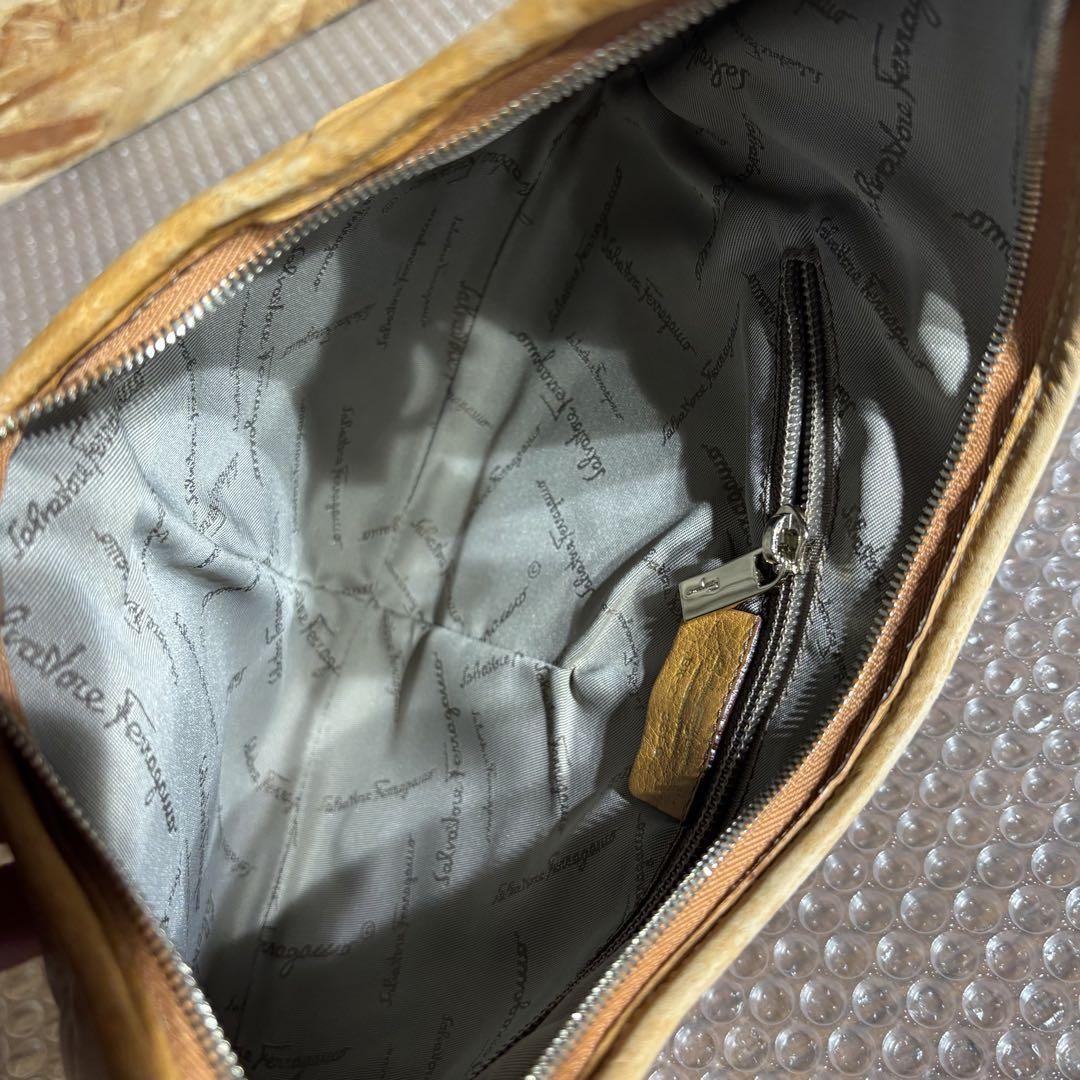 Salvatore Ferragamo shoulder bag Purse Brown Leather Women's Used Authentic