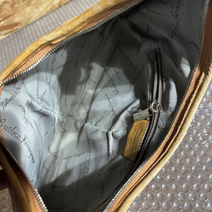 Salvatore Ferragamo shoulder bag Purse Brown Leather Women's Used Authentic