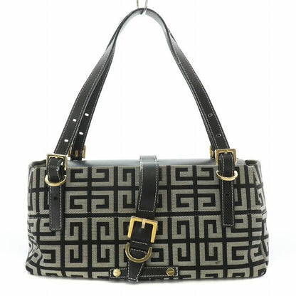 GIVENCHY Hand Bag Tote Purse Canvas Leather Gray Black Authentic