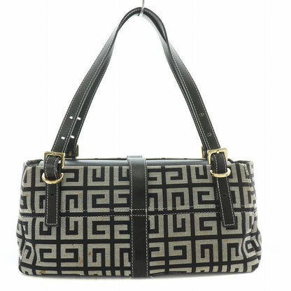 GIVENCHY Hand Bag Tote Purse Canvas Leather Gray Black Authentic