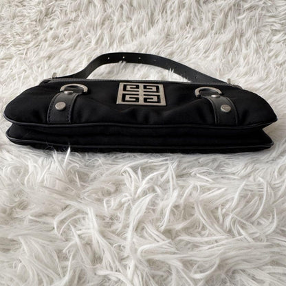 GIVENCHY Hand Bag Tote Purse Nylon Leather Black Authentic