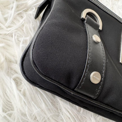 GIVENCHY Hand Bag Tote Purse Nylon Leather Black Authentic