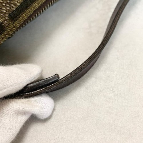FENDI Pouch FF Zucca Pouch  Cosmetic Canvas Beige Brown Vintage Authentic