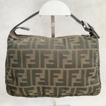 FENDI Pouch FF Zucca Pouch  Cosmetic Canvas Beige Brown Vintage Authentic