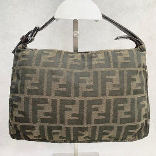 FENDI Pouch FF Zucca Pouch  Cosmetic Canvas Beige Brown Vintage Authentic