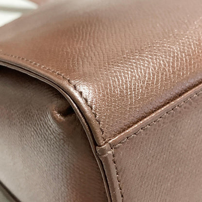 Valentino Garavani Bag Tassel Logo Shoulder Purse Leather Brown Gold Authentic