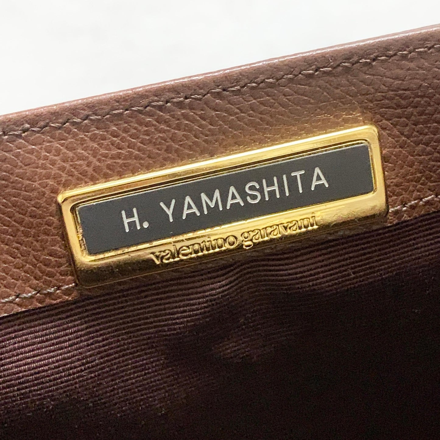 Valentino Garavani Bag Tassel Logo Shoulder Purse Leather Brown Gold Authentic