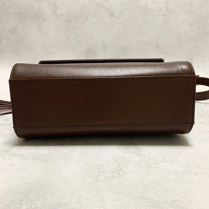 Valentino Garavani Bag Tassel Logo Shoulder Purse Leather Brown Gold Authentic