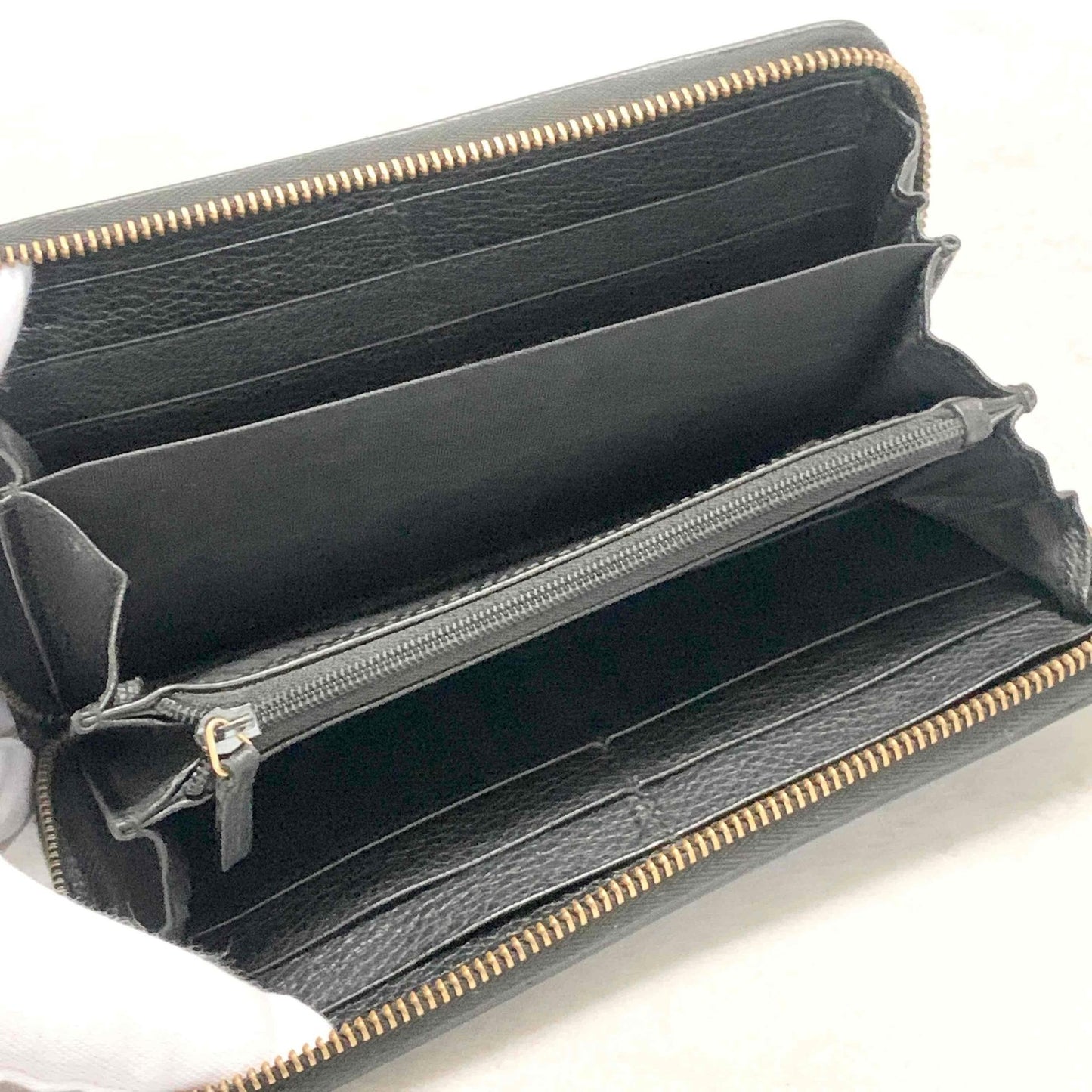 GUCCI Wallet Vintage Logo Sherry Line Interlocking GG Purse Round Zip Long Black