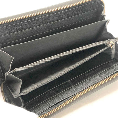 GUCCI Wallet Vintage Logo Sherry Line Interlocking GG Purse Round Zip Long Black