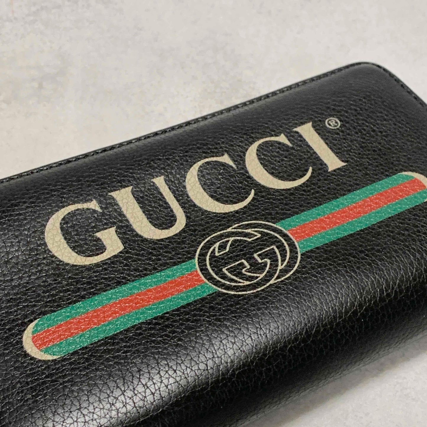 GUCCI Wallet Vintage Logo Sherry Line Interlocking GG Purse Round Zip Long Black