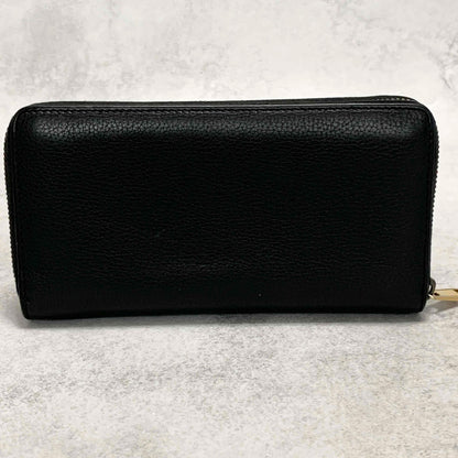 GUCCI Wallet Vintage Logo Sherry Line Interlocking GG Purse Round Zip Long Black