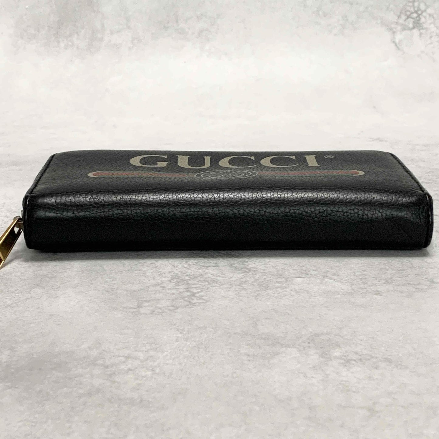 GUCCI Wallet Vintage Logo Sherry Line Interlocking GG Purse Round Zip Long Black