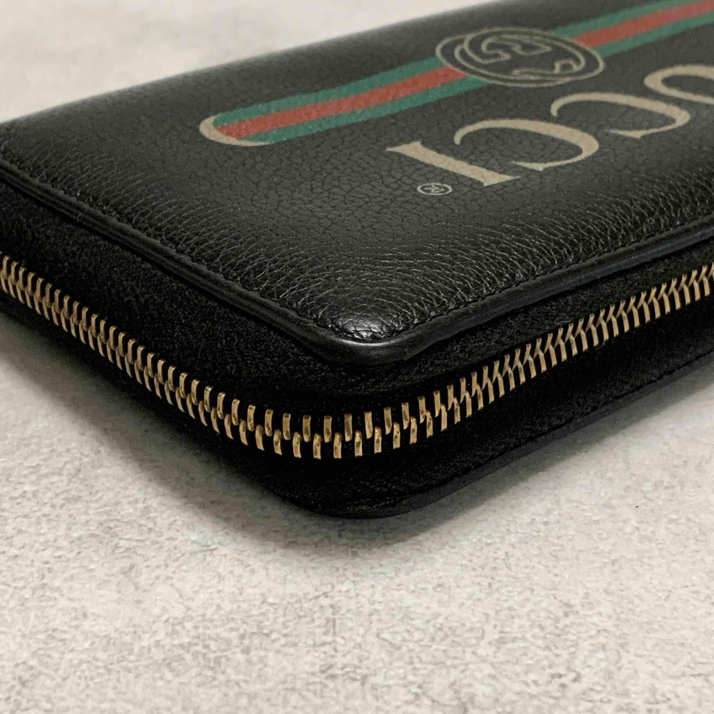 GUCCI Wallet Vintage Logo Sherry Line Interlocking GG Purse Round Zip Long Black