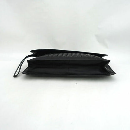 BOTTEGA VENETA Clutch Bag Second Bag Intrecciato Leather Black Authentic