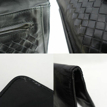BOTTEGA VENETA Clutch Bag Second Bag Intrecciato Leather Black Authentic