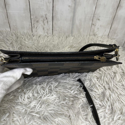 FENDI Shoulder Bag Purse FF PVC Leather Brown Black Authentic