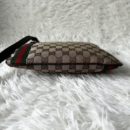 GUCCI GG Canvas Purse Sherry Sakosh with Gold Charm shoulder bag Brown Beige