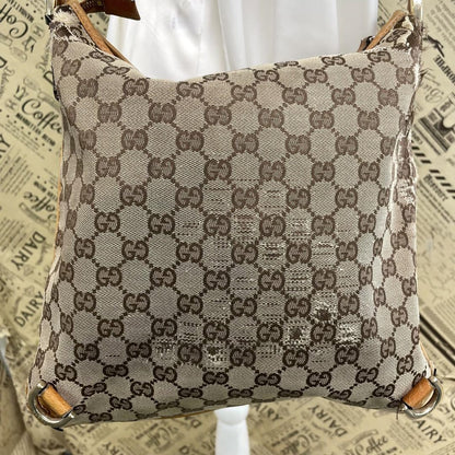 GUCCI Shoulder bag Purse Sacoche Abby GG canvas Leather Beige Brown Authentic