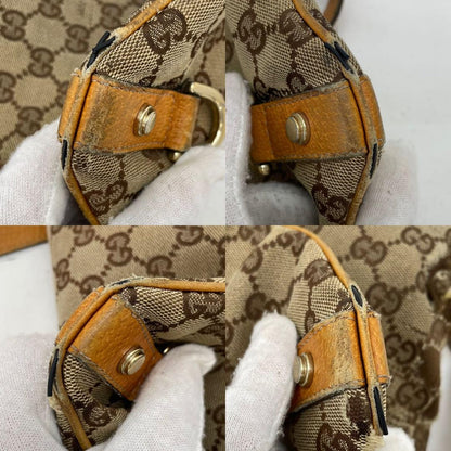 GUCCI Shoulder bag Purse Sacoche Abby GG canvas Leather Beige Brown Authentic