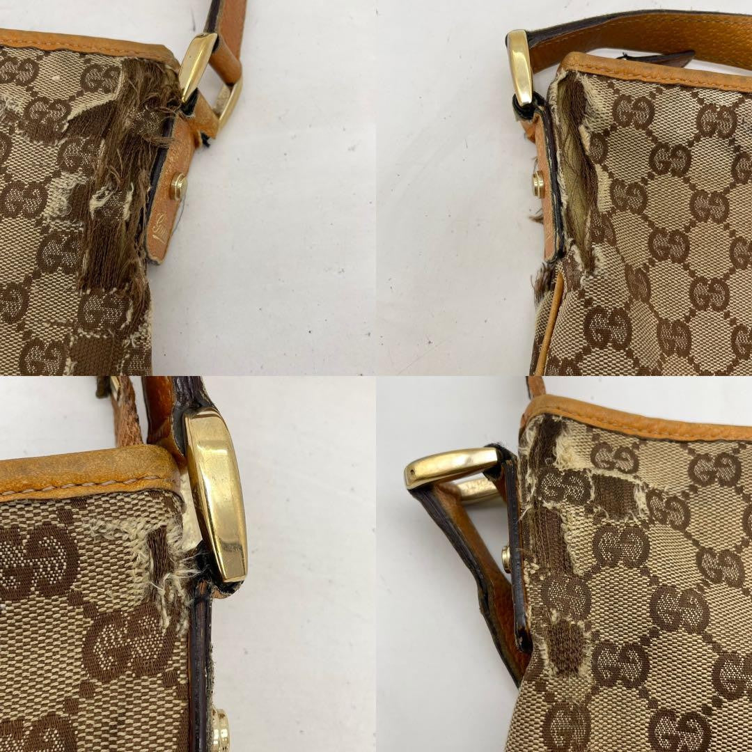 GUCCI Shoulder bag Purse Sacoche Abby GG canvas Leather Beige Brown Authentic