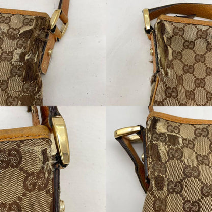 GUCCI Shoulder bag Purse Sacoche Abby GG canvas Leather Beige Brown Authentic