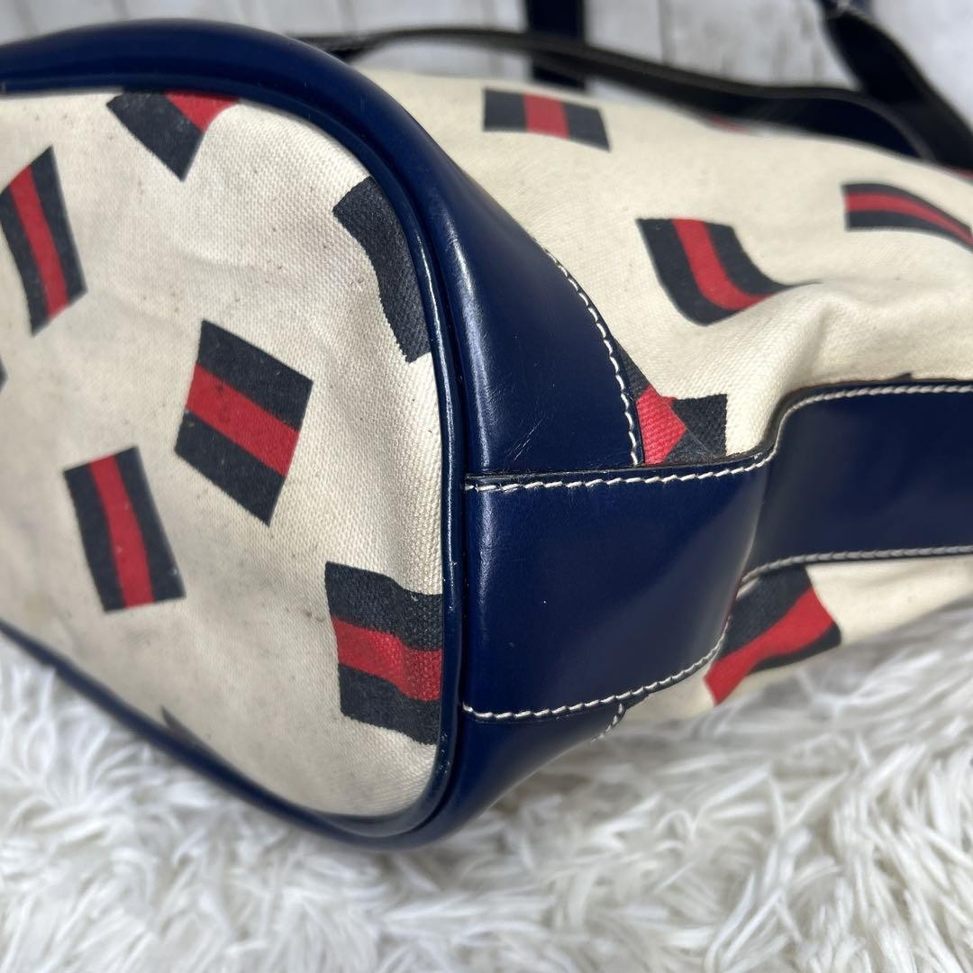 GUCCI Tote bag Purse handbag GG logo Sherry line Old Gucci Canvas Leather Auth